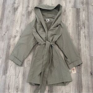 Gallery Womans Hooded Trench Rain Coat Women 3X Green Deer Print New City Career